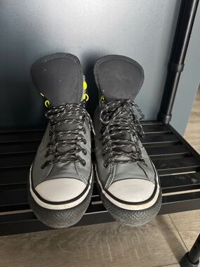 Converse Men's High-Top Sneakers in Gray with Black and Yellow Accents